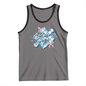 Autism Gigi Coquette Puzzle Piece Pink Bow Tank Top TS11 Deep Heather Black Print Your Wear