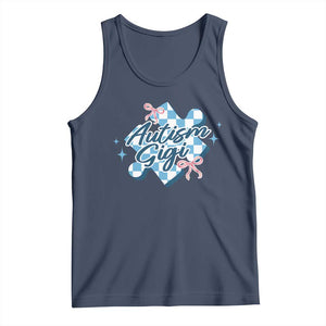 Autism Gigi Coquette Puzzle Piece Pink Bow Tank Top TS11 Navy Print Your Wear