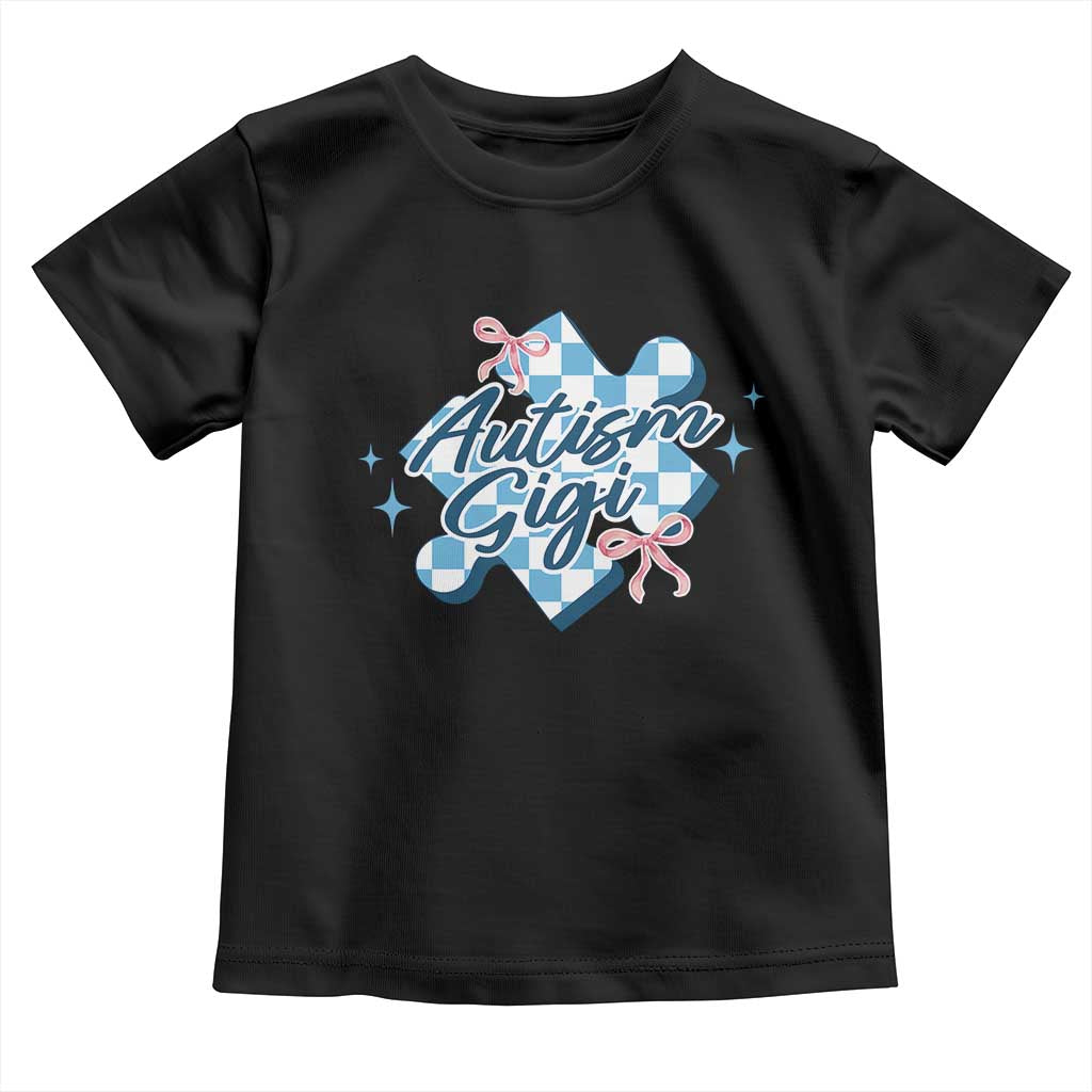 Autism Gigi Coquette Puzzle Piece Pink Bow Toddler T Shirt TS11 Black Print Your Wear