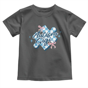 Autism Gigi Coquette Puzzle Piece Pink Bow Toddler T Shirt TS11 Dark Heather Print Your Wear