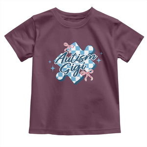 Autism Gigi Coquette Puzzle Piece Pink Bow Toddler T Shirt TS11 Maroon Print Your Wear