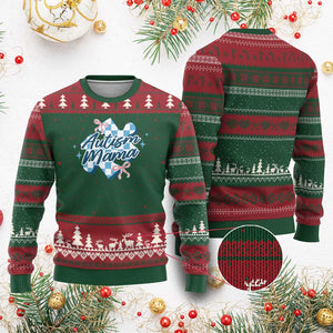 Autism Mama Coquette Puzzle Piece Pink Bow Ugly Christmas Sweater TS11 Red Green Print Your Wear
