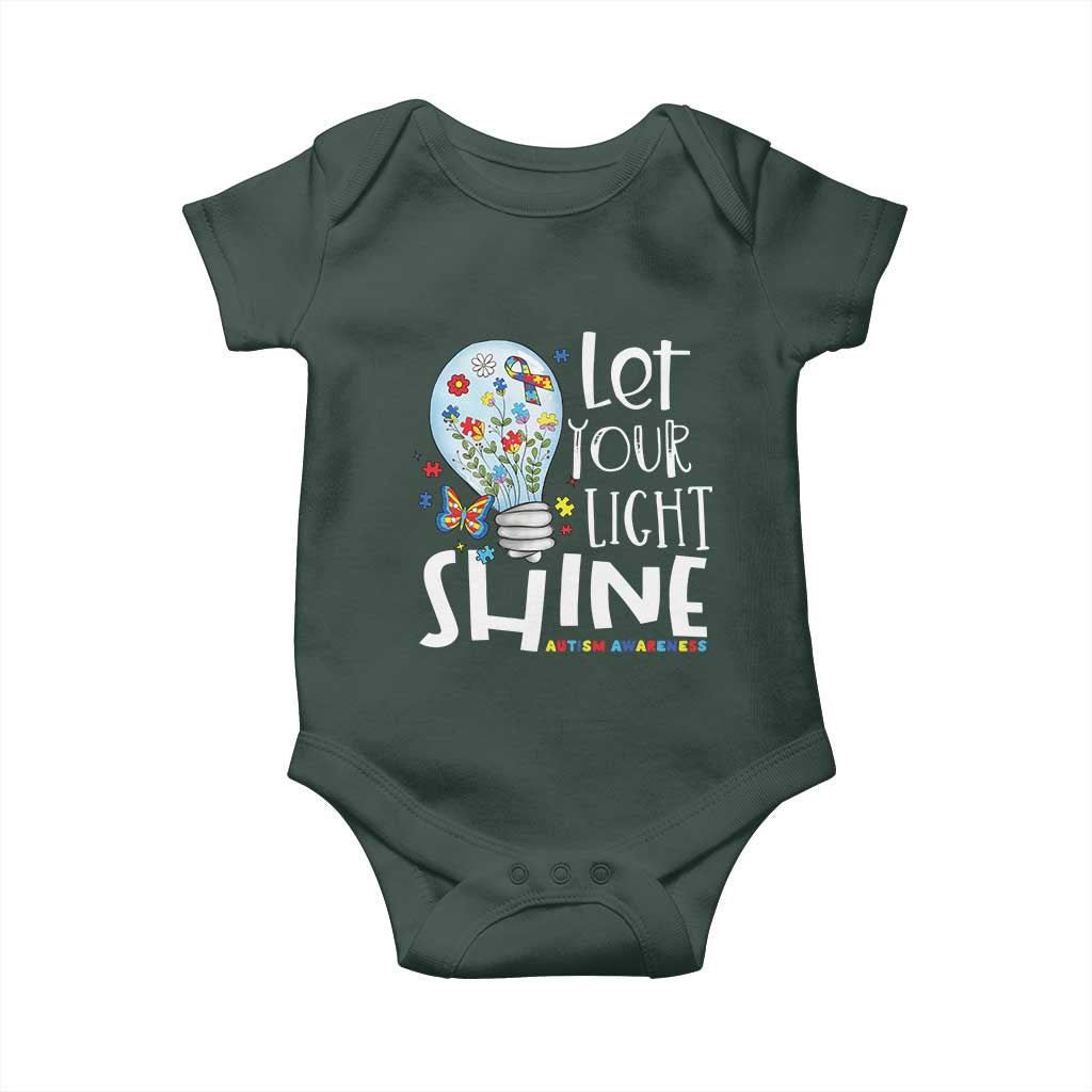 Autism Awareness Baby Onesie Let Your Light Shine Puzzle Ribbon Inspirational Quote TS11 Print Your Wear