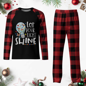 Autism Awareness Plaid Pajama Set Let Your Light Shine Puzzle Ribbon Inspirational Quote TS11 Buffalo Plaid Print Your Wear