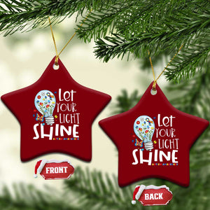 Autism Awareness Ceramic Ornament Let Your Light Shine Puzzle Ribbon Inspirational Quote TS11 Print Your Wear