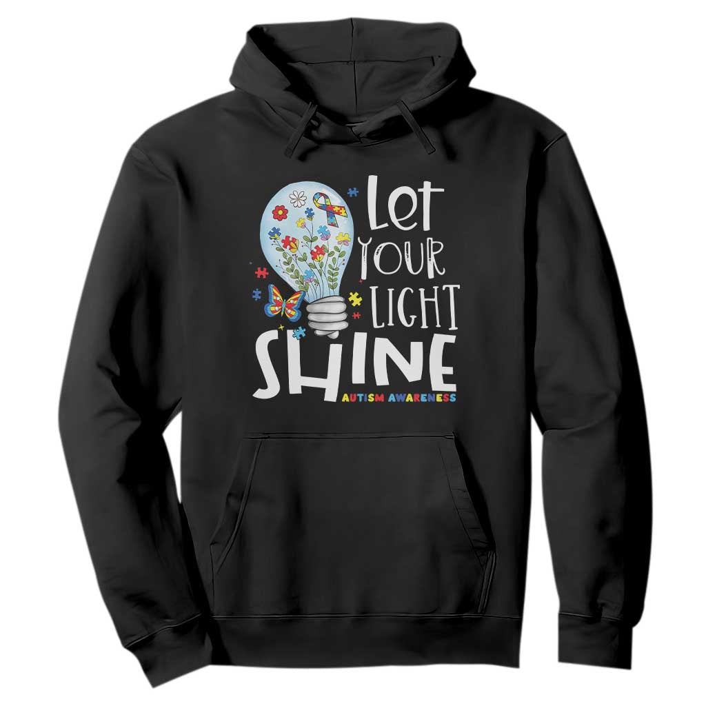 Autism Awareness Hoodie Let Your Light Shine Puzzle Ribbon Inspirational Quote TS11 Black Print Your Wear