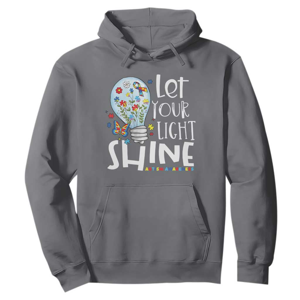 Autism Awareness Hoodie Let Your Light Shine Puzzle Ribbon Inspirational Quote TS11 Charcoal Print Your Wear