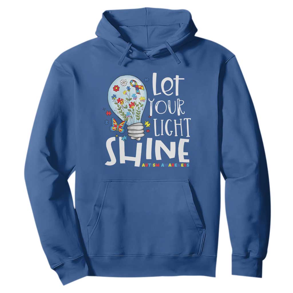 Autism Awareness Hoodie Let Your Light Shine Puzzle Ribbon Inspirational Quote TS11 Royal Blue Print Your Wear