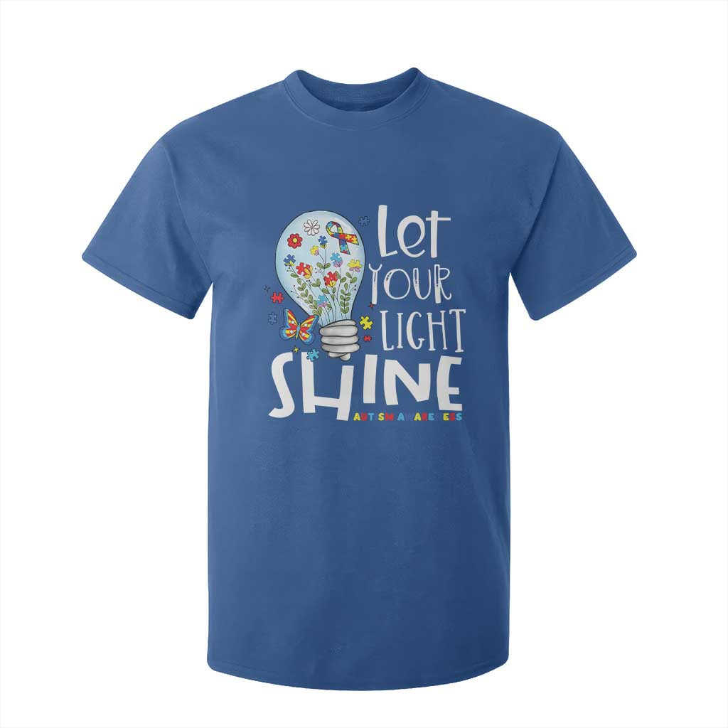 Autism Awareness T Shirt For Kid Let Your Light Shine Puzzle Ribbon Inspirational Quote TS11 Royal Blue Print Your Wear