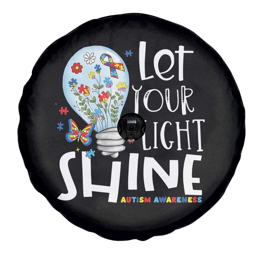 Autism Awareness Spare Tire Cover Let Your Light Shine Puzzle Ribbon Inspirational Quote TS11 Print Your Wear