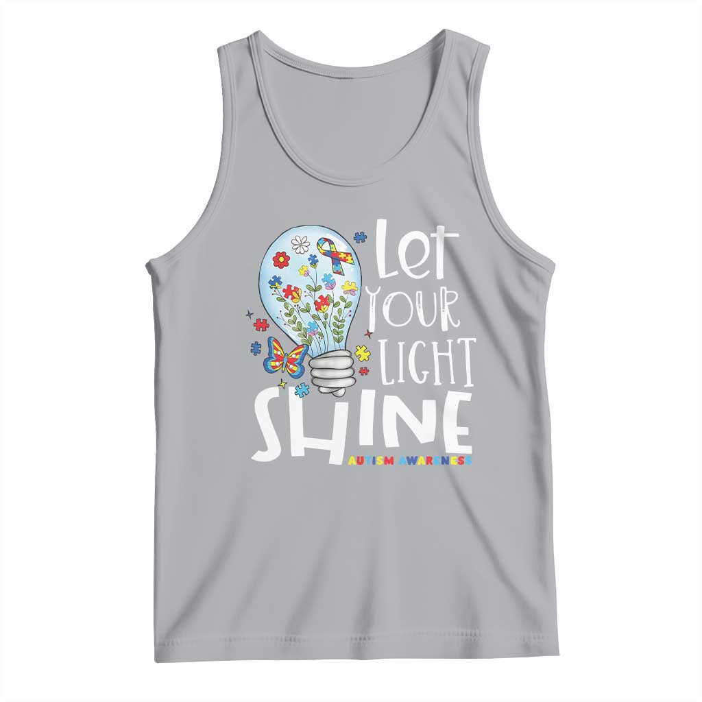 Autism Awareness Tank Top Let Your Light Shine Puzzle Ribbon Inspirational Quote TS11 Athletic Heather Print Your Wear
