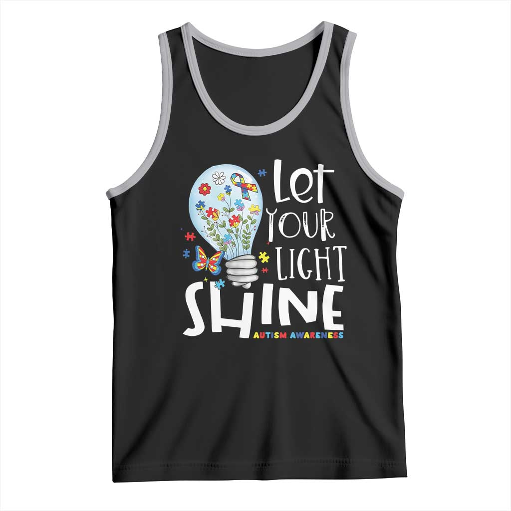Autism Awareness Tank Top Let Your Light Shine Puzzle Ribbon Inspirational Quote TS11 Black Athletic Heather Print Your Wear