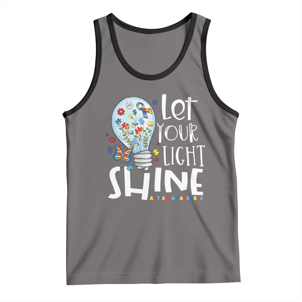 Autism Awareness Tank Top Let Your Light Shine Puzzle Ribbon Inspirational Quote TS11 Deep Heather Black Print Your Wear