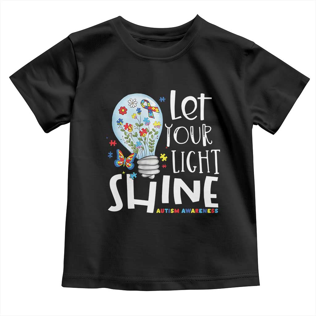 Autism Awareness Toddler T Shirt Let Your Light Shine Puzzle Ribbon Inspirational Quote TS11 Black Print Your Wear
