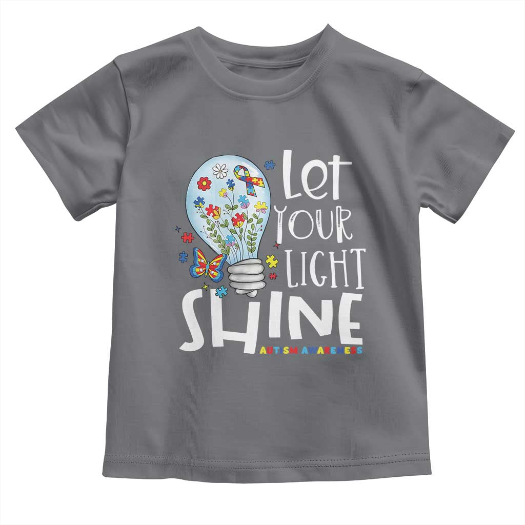 Autism Awareness Toddler T Shirt Let Your Light Shine Puzzle Ribbon Inspirational Quote TS11 Charcoal Print Your Wear