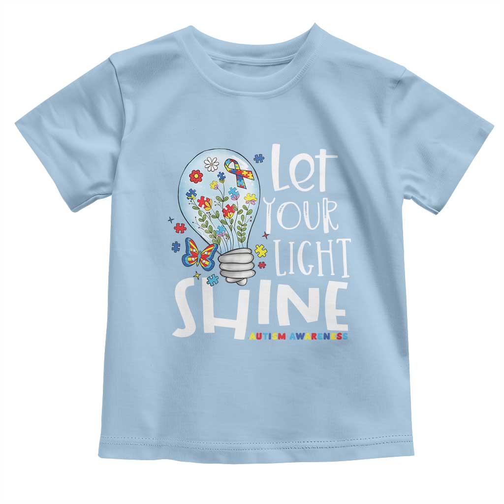Autism Awareness Toddler T Shirt Let Your Light Shine Puzzle Ribbon Inspirational Quote TS11 Light Blue Print Your Wear