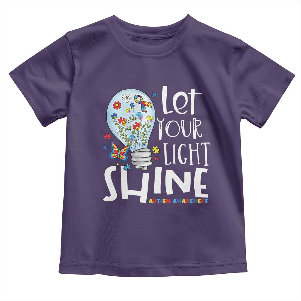 Autism Awareness Toddler T Shirt Let Your Light Shine Puzzle Ribbon Inspirational Quote TS11 Purple Print Your Wear