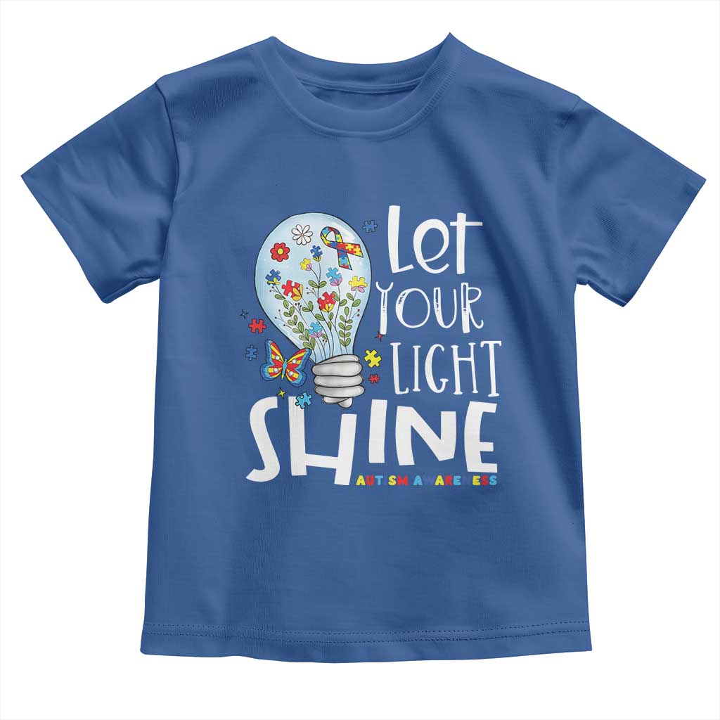 Autism Awareness Toddler T Shirt Let Your Light Shine Puzzle Ribbon Inspirational Quote TS11 Royal Blue Print Your Wear