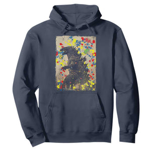 Funny Autism Awareness Japanese Giant Monster Hoodie Colorful Puzzles TS11 Navy Print Your Wear