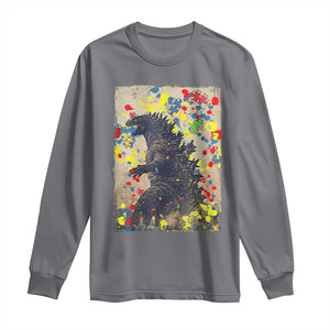 Funny Autism Awareness Japanese Giant Monster Long Sleeve Shirt Colorful Puzzles TS11 Charcoal Print Your Wear