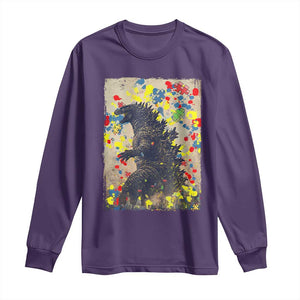 Funny Autism Awareness Japanese Giant Monster Long Sleeve Shirt Colorful Puzzles TS11 Purple Print Your Wear