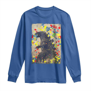 Funny Autism Awareness Japanese Giant Monster Long Sleeve Shirt Colorful Puzzles TS11 Royal Blue Print Your Wear