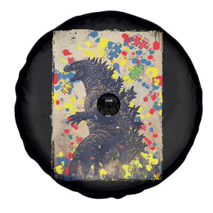 Funny Autism Awareness Japanese Giant Monster Spare Tire Cover Colorful Puzzles TS11 Print Your Wear