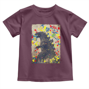 Funny Autism Awareness Japanese Giant Monster Toddler T Shirt Colorful Puzzles TS11 Maroon Print Your Wear