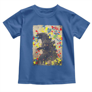 Funny Autism Awareness Japanese Giant Monster Toddler T Shirt Colorful Puzzles TS11 Royal Blue Print Your Wear