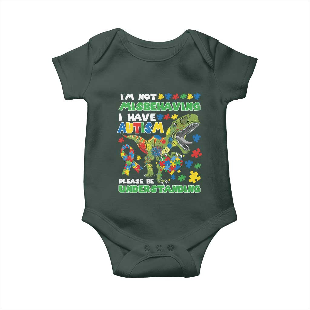 Funny Autism Awareness Dinosaur Baby Onesie I'm Not Misbehaving I Have Autism Please Be Understanding TS11 Print Your Wear