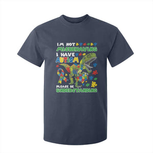 Funny Autism Awareness Dinosaur T Shirt For Kid I'm Not Misbehaving I Have Autism Please Be Understanding TS11 Navy Print Your Wear