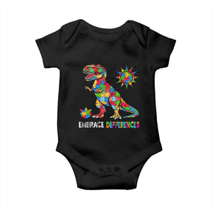 Funny Autism Awareness Embrace Differences Baby Onesie Puzzle Dinosaur TS11 Black Print Your Wear