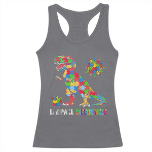 Funny Autism Awareness Embrace Differences Racerback Tank Top Puzzle Dinosaur TS11 Charcoal Print Your Wear