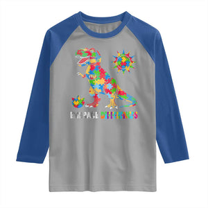 Funny Autism Awareness Embrace Differences Raglan Shirt Puzzle Dinosaur TS11 Sport Gray Royal Print Your Wear