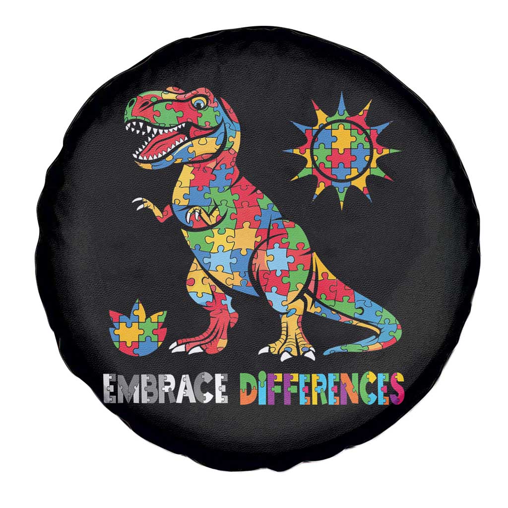 Funny Autism Awareness Embrace Differences Spare Tire Cover Puzzle Dinosaur TS11 Print Your Wear