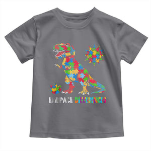 Funny Autism Awareness Embrace Differences Toddler T Shirt Puzzle Dinosaur TS11 Charcoal Print Your Wear