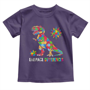 Funny Autism Awareness Embrace Differences Toddler T Shirt Puzzle Dinosaur TS11 Purple Print Your Wear