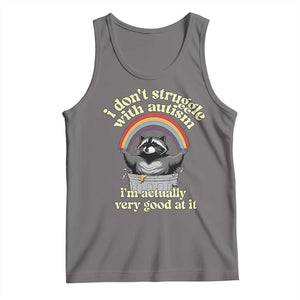 Funny I Don't Struggle With Autism I'm Actually Very Good At It Tank Top Autistic Racoon TS11 Deep Heather Print Your Wear