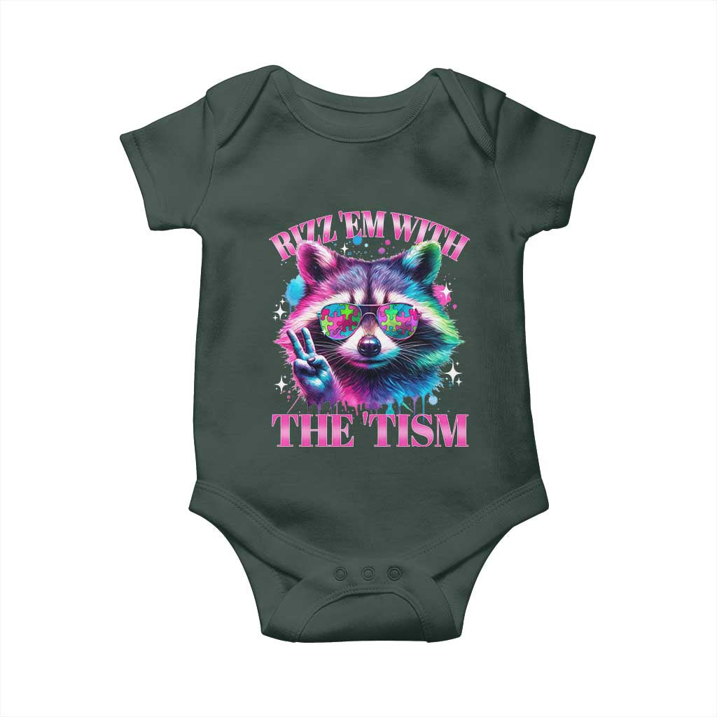 Funny Autism Awareness Racoon Baby Onesie Rizz Em With The Tism Meme Autistic TS11 Print Your Wear