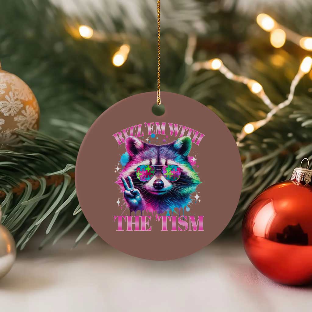 Funny Autism Awareness Racoon Ceramic Ornament Rizz Em With The Tism Meme Autistic TS11 1pc Mocha Print Your Wear