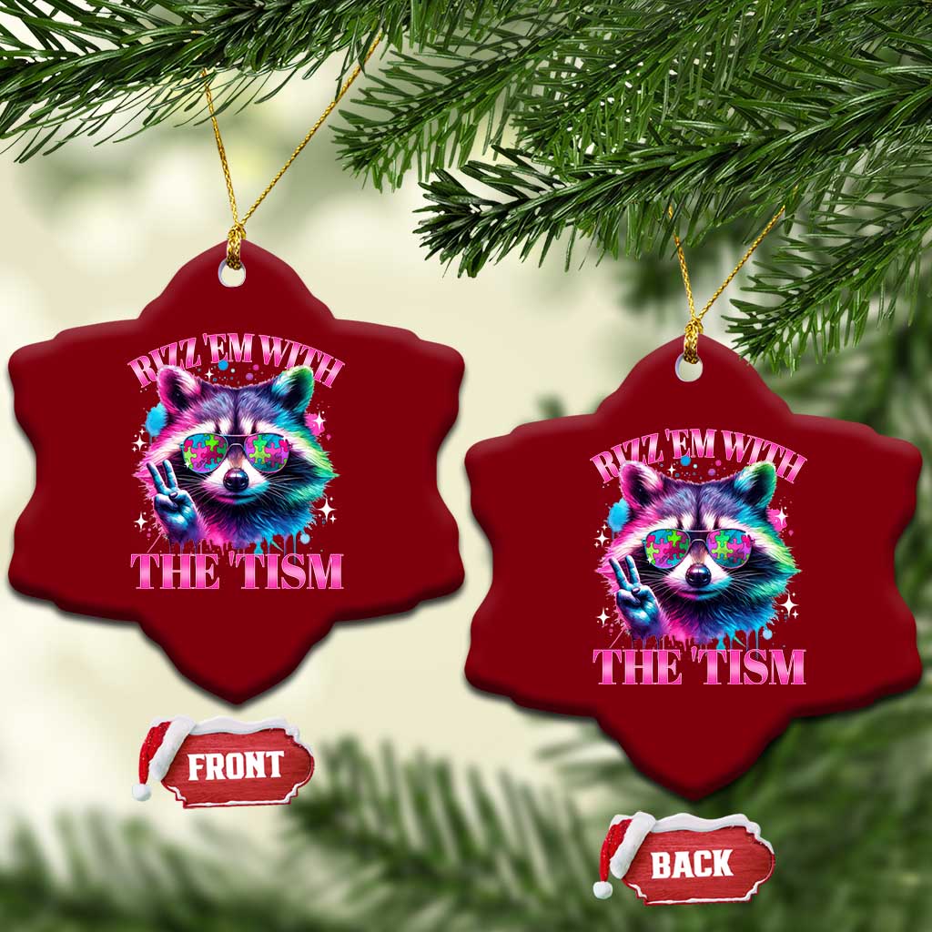 Funny Autism Awareness Racoon Ceramic Ornament Rizz Em With The Tism Meme Autistic TS11 Print Your Wear