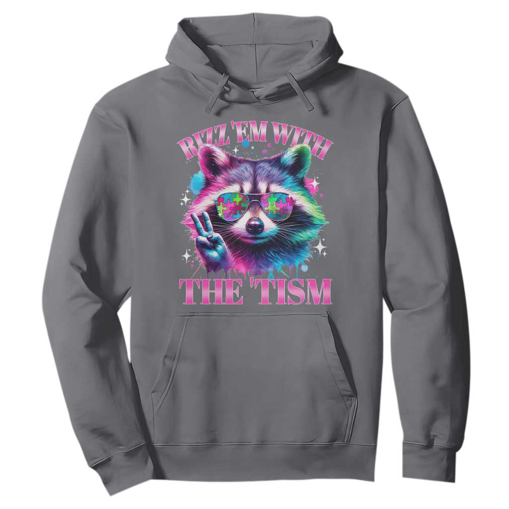 Funny Autism Awareness Racoon Hoodie Rizz Em With The Tism Meme Autistic TS11 Charcoal Print Your Wear