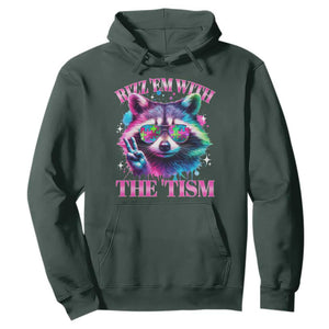 Funny Autism Awareness Racoon Hoodie Rizz Em With The Tism Meme Autistic TS11 Dark Forest Green Print Your Wear
