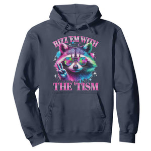 Funny Autism Awareness Racoon Hoodie Rizz Em With The Tism Meme Autistic TS11 Navy Print Your Wear