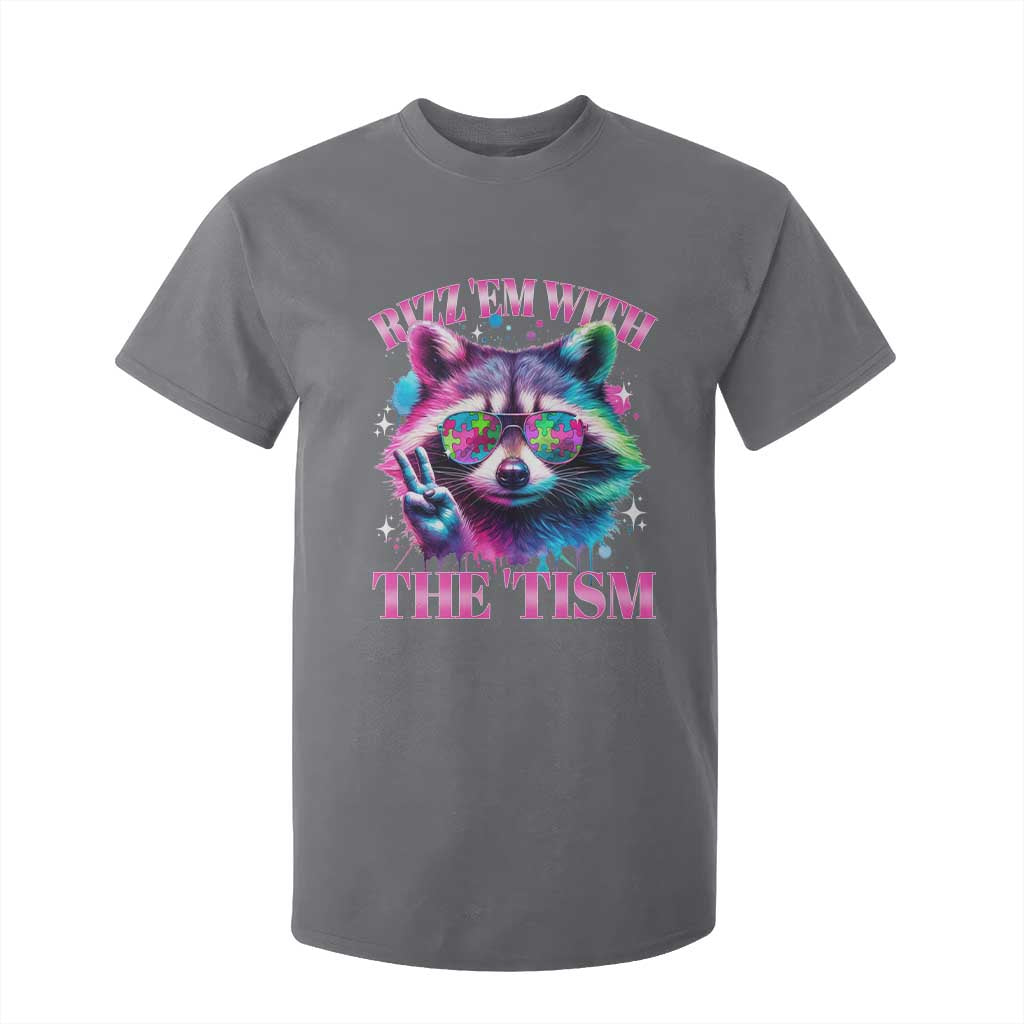 Funny Autism Awareness Racoon T Shirt For Kid Rizz Em With The Tism Meme Autistic TS11 Charcoal Print Your Wear