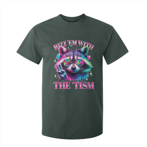 Funny Autism Awareness Racoon T Shirt For Kid Rizz Em With The Tism Meme Autistic TS11 Dark Forest Green Print Your Wear