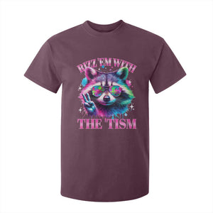 Funny Autism Awareness Racoon T Shirt For Kid Rizz Em With The Tism Meme Autistic TS11 Maroon Print Your Wear