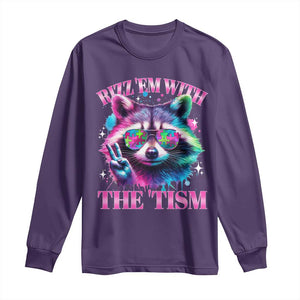 Funny Autism Awareness Racoon Long Sleeve Shirt Rizz Em With The Tism Meme Autistic TS11 Purple Print Your Wear