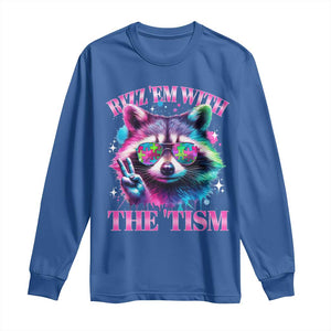 Funny Autism Awareness Racoon Long Sleeve Shirt Rizz Em With The Tism Meme Autistic TS11 Royal Blue Print Your Wear