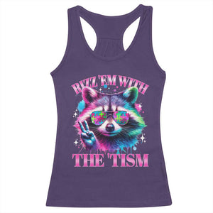 Funny Autism Awareness Racoon Racerback Tank Top Rizz Em With The Tism Meme Autistic TS11 Purple Print Your Wear